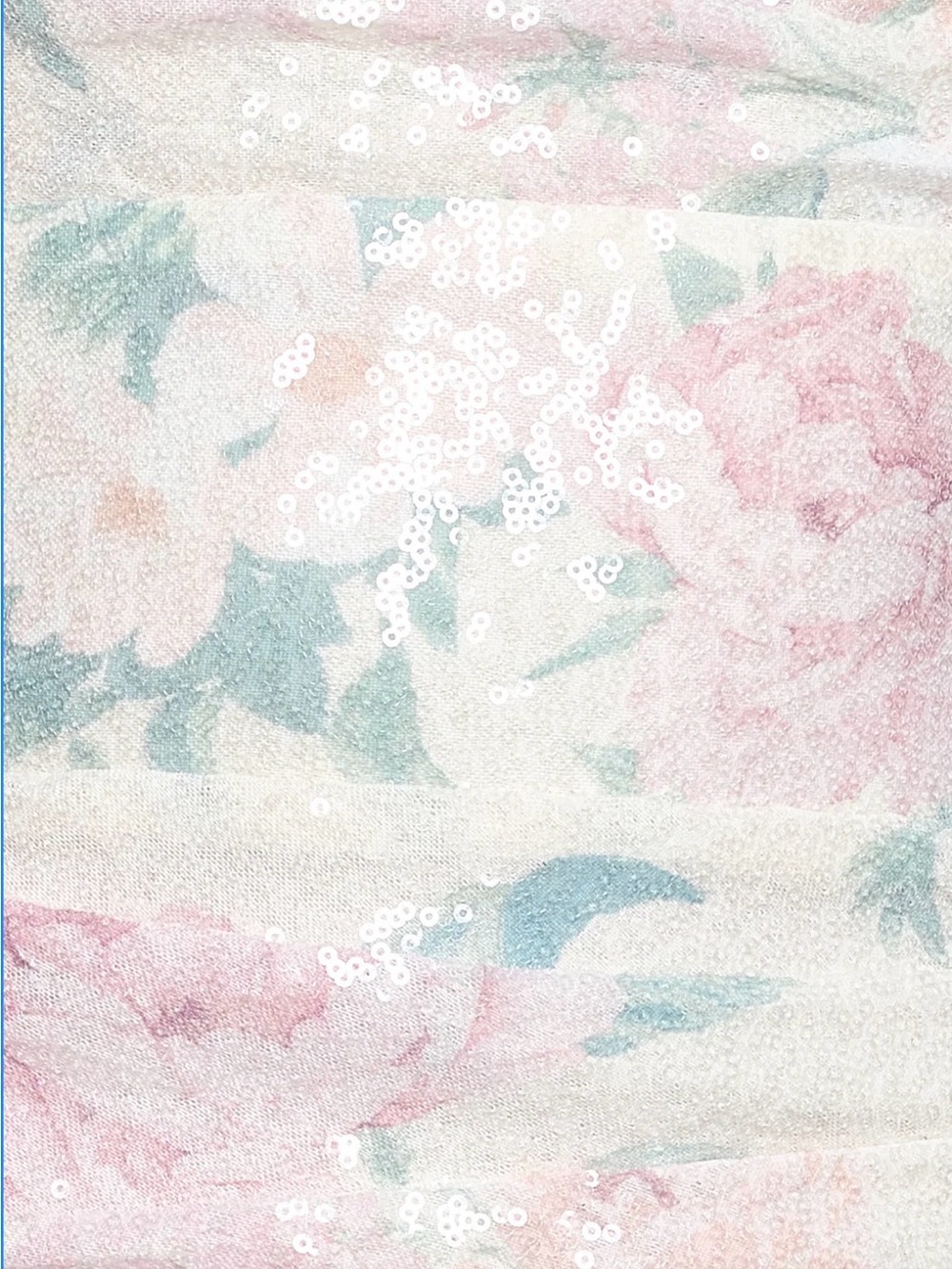 Windsor Pastel Floral Sequin Square-Neck Mini Dress in Pink and Mint - Picture 3 of 5